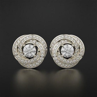 stud earrings earring jewelry gold silver diamond printable jewel jewellery platinum circle 3d print model - Mito3D