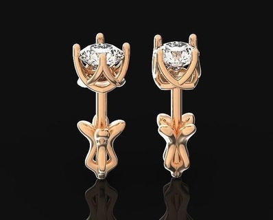 damızlık küpe Tiffany 4 çatallar 746 takı altın elmas gümüş mücevher düğün nişan moda parlak 3d klasik modaya uygun 3d print model - Mito3D