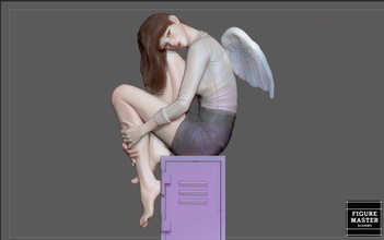 alunno ragazza angelo femmina bella statua arte sculture 3d print model - Mito3D