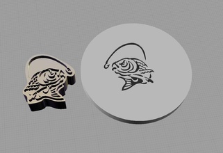 ceppo goffratura pelle pesca pesce simbolo design arte pescatore stampabile goffrato passatempo Fai mano utensili 3d print model - Mito3D