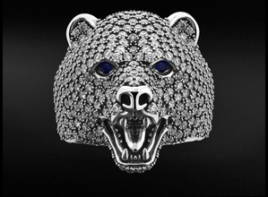 elegante orso squillare diamanti 524 Stampato in 3D design moda oro d'oro gioiello gioielleria Stampa stampabile stampa prototipazione anelli argento 3d print model - Mito3D