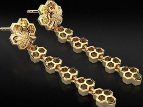 şık bal arısı peteği küpe 707 3dprinted tasarım moda altın mücevher takı yazdır yazdırılabilir baskı prototip oluşturma gümüş 3d print model - Mito3D