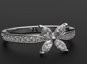 elegante mariposa anillo diamantes 510 3dprinted diseño moda oro dorado joya joyería impresión imprimible prototipos anillos plata blanco 3d print model - Mito3D