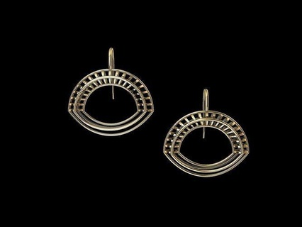 stylish contemporary designer earrings jewelry jewellery fashion ring printable 3d cad diamond prototyping design earings gold art deco 3d print model - Mito3D