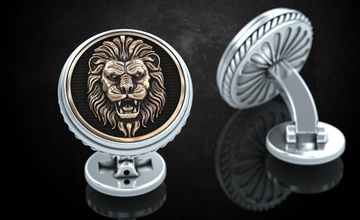 élégants boutons de manchette lion 243 bijoux 3dprinted la conception mode or joyau d'impression printabl imprimable l'impression le prototypage d'argent élégant 3d print model - Mito3D