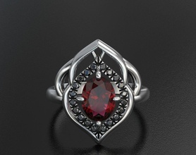 diamant élégant anneau ovale 466 bijoux 3dprinted de la conception mode or joyau d'impression printabl imprimable l'impression le prototypage l'anneau les anneaux d'argent forme 3d print model - Mito3D