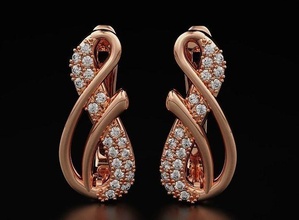 élégant boucles d'oreilles diamants forme Remarque 539 3dprinted conception mode or d'or bijou bijoux impression imprimable prototypage argent 3d print model - Mito3D