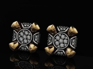élégant boucles d'oreilles diamants onyx 568 3dprinted conception mode or d'or bijou bijoux impression imprimable prototypage argent 3d print model - Mito3D