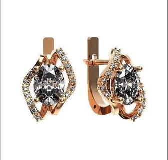 stylish earrings large oval stone 361 luxury trendy diamond wedding gem jewelry 3d modeling creative design 3d print model - Mito3D