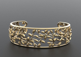elegante bracciale foglie gioielli 3dprinted il design moda oro d'oro gioiello di stampa printabl stampabile la prototipazione argento braccialetto bracciali 3d print model - Mito3D