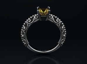 elegante compromiso anillo princesa Roca patrones 635 3dprinted diseño Moda oro dorado joya joyería impresión imprimible prototipos plata 3d print model - Mito3D