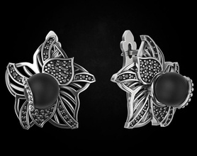 elegante fiore orecchini di diamanti zaffiri 457 gioielli 3dprinted il design moda oro d'oro gioiello stampa printabl stampabile la prototipazione anello anelli argento gli i 3d print model - Mito3D