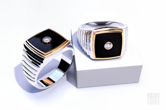 élégante bague en or de diamant bijoux élégant style la conception pierre précieuse l'anneau le 3d stl obj cnc cire mode sceau d'impression gem imprimable les anneaux 3d print model - Mito3D