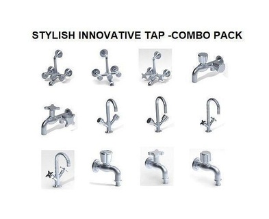 stylish innovative tap - combo pack shower sink steel faucet water chrome interior fixture decor modern metal various part engineering science mechanical classic hobby house bathroom 3d print model - Mito3D