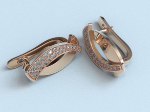 élégant dames boucles d'oreilles diamants 475 3dprinted conception mode or d'or bijou bijoux impression imprimable prototypage argent 3d print model - Mito3D