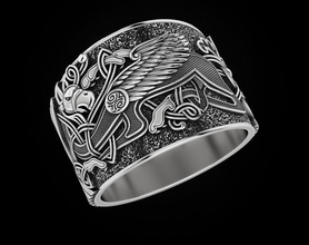 élégant mâle anneau griffin 464 bijoux 3dprinted de la conception mode or joyau d'impression printabl imprimable l'impression le prototypage l'anneau les anneaux d'argent sexe masculin 3d print model - Mito3D