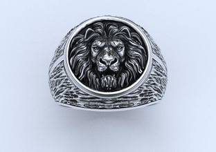 elegante anel masculino leão 462 jóias 3dprinted o design a moda ouro de jóia imprimir printabl printable impressão prototipagem anéis prata do sexo 3d print model - Mito3D