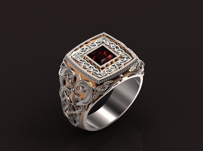 stilvoll Herren Ring Muster Schwergewicht 406 männlich Jahrgang persisch orthodox Weisen Luxus Antiquität Diamant kreativ Schmuck Ringe 3D print model - Mito3D