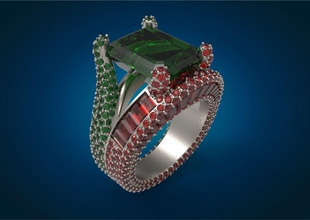 élégant ouvrir bague de pierre gemme bijoux précieux gem luxe shining or le platine l'émeraude anneau mode cadeau imprimable d'argent précieuse joyau ruby la ronde les anneaux l'anneau belle 3d print model - Mito3D