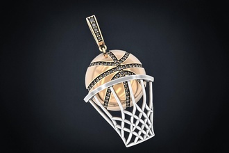 stylish pendant basketball 302 3dprinted design fashion gold golden jewel jewellery jewelry print printabl printable printing prototyping silver pendants 3d print model - Mito3D