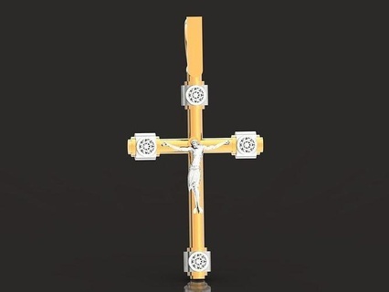stylish pendant cross jesus diamond stones religion church christian religiou object orthodox kors halsband kedja catholic gold jewelry 3d pendants 3d print model - Mito3D