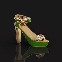 stylish pendant shoe enamel women sandals diamonds 439 boot shoes boots fashion trendy heel woman girl diamond gold jewelry 3d pendants 3d print model - Mito3D