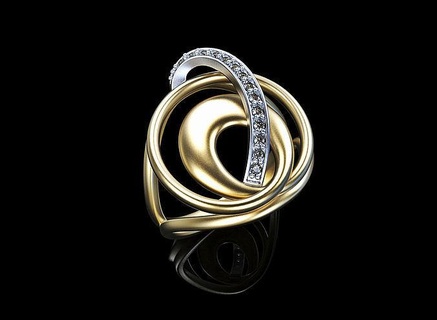 stylish ring jewelry gold design 3d modeling creative rapid prototiping rendering animation solitaire halo double band jewel diamond rings 3d print model - Mito3D