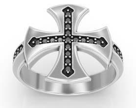 elegante anillo de cruz piedra 407 la joyería 3dprinted diseño moda oro joya impresión printabl imprimible creación prototipos los anillos plata con estilo piedras 3d print model - Mito3D