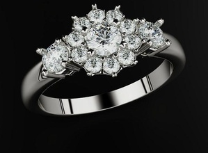 elegante anillo diamantes muchachas 547 3dprinted diseño Moda oro dorado joya joyería impresión imprimible prototipos anillos plata 3d print model - Mito3D