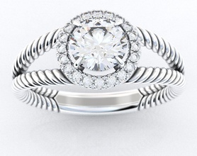elegante anillo de diamantes la cuerda joyería 3dprinted diseño moda oro joya impresión printabl imprimible creación prototipos los anillos plata con estilo 3d print model - Mito3D
