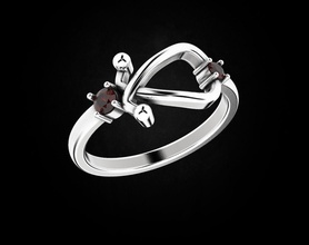 elegante anillo de muchos tamaños piedras 454 la joyería 3dprinted diseño moda oro joya impresión printabl imprimible creación prototipos los anillos plata con estilo 3d print model - Mito3D