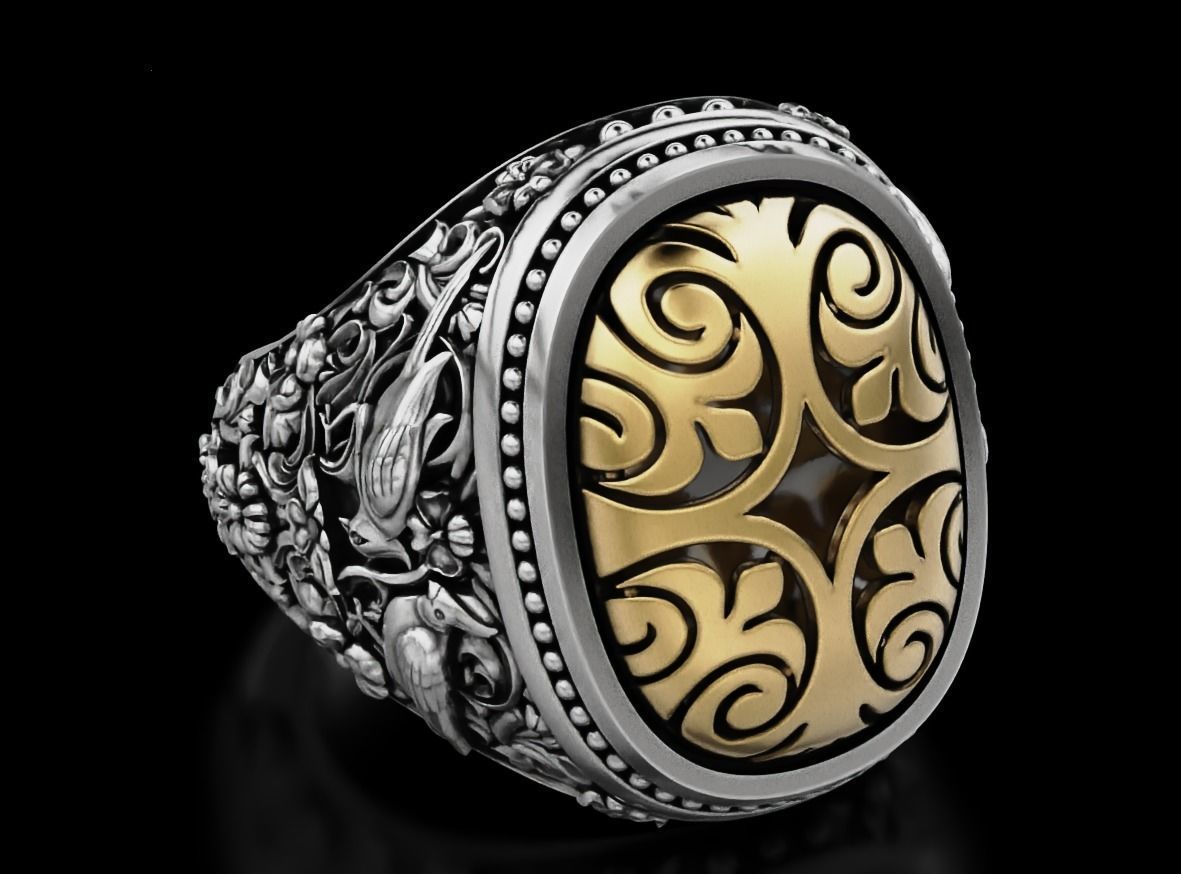 moda anel padrões 619 3dprinted Projeto ouro dourado jóia jóias joalheria impressão imprimível prototipagem argolas prata 3D print model - Mito3D