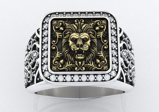 elegante anillo de patrones león 257 la joyería 3dprinted diseño moda oro joya impresión printabl imprimible creación prototipos los anillos plata con estilo 3d print model - Mito3D