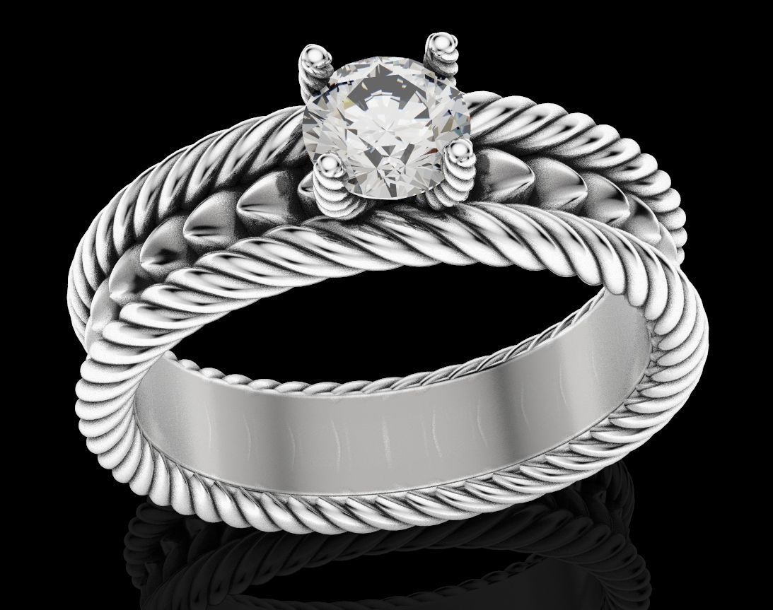 elegante anel de corda 425 jóias 3dprinted o design a moda ouro jóia imprimir printabl printable impressão prototipagem anéis prata 3D print model - Mito3D