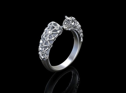 stylish ring stones patterns shank jewelry gold engagement jewel diamond gem brilliant fashion beauty silver platinum modern 3d modeling creative design rings 3d print model - Mito3D