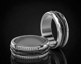 elegante anéis de homens, mulheres duas cores 445 jóias 3dprinted o design a moda ouro jóia imprimir printabl printable impressão prototipagem anel prata os homens 3d print model - Mito3D