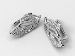élégant brindille boucles d'oreilles diamants 477 3dprinted conception mode or d'or bijou bijoux impression imprimable prototypage argent 3d print model - Mito3D