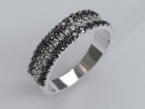 elegante delle donne anello di tre righe pietre 476 gioielli 3dprinted il design moda oro d'oro gioiello stampa printabl stampabile la prototipazione anelli argento le 3d print model - Mito3D