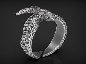 stylized bird swallow ring design fauna beautiful cute feather animal jewelry nature silver unisex unique resizible gold tree fly rings 3d print model - Mito3D