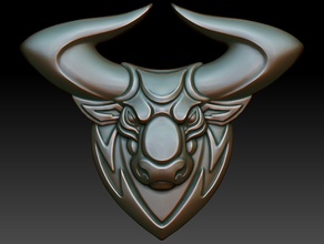stylized bull cnc printing relief decor milling jewelry artcam art engraving carved basrelief woodworking walldecor coins badges buffalo nature wildlife 3d print model - Mito3D