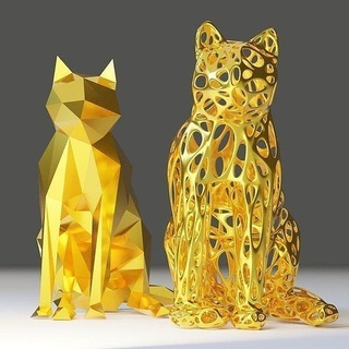 estilizado gato 3d impresión poligonal malla sentado mueble escultura estatua diseñador gatos arte esculturas 3d print model - Mito3D