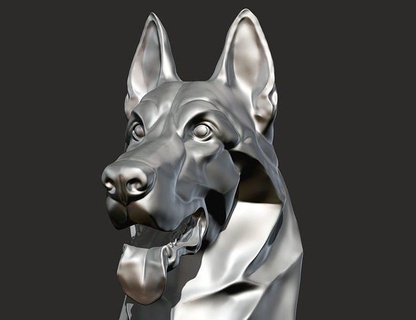 estilizado alemán pastor perro cabeza 3d impresión animal mamífero escultura Arte esculturas 3d print model - Mito3D