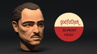 stylized god father head - vito corleon marlon brando classic movie vintage suite decoration character interior firgure suit hand human mafia art sculptures miniature gangster toy 3d print model - Mito3D