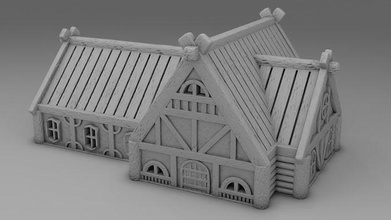 stilizzato casa 3d stampa 28mm architettura legna edificio casa buon mercato villaggio miscelatore zbrush 3d print model - Mito3D