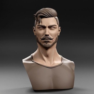 stylized male bust man people human character body realistic person guy fashion hair young zbrush sculpt sculpture printable statue head art sculptures 3d print model - Mito3D