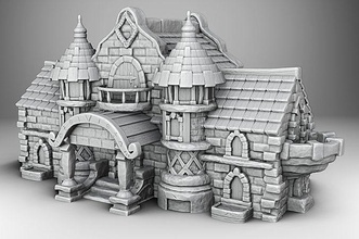 stilizzato mezzo età impostato 3 medievale architettura Medioevo cavaliere streghe Casa edificio 3dmodels 3dprinting Giochi giocattoli 3d print model - Mito3D