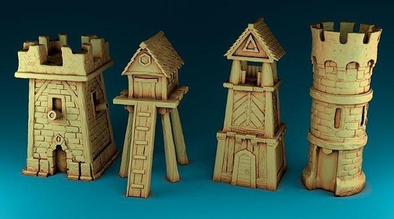 stilize orta yaşlar kuleler dekor Ayarlamak Bölüm Ortaçağa ait mimari Çağlar şövalye cadılar ev bina 3dmodels 3dprinting oyunlar kule oyuncaklar 3d print model - Mito3D