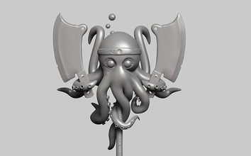 stylized octopus 3d print fun danger figure character printable man sculpture sterling cartoon steel cute diamond ring silver games toys 3d print model - Mito3D