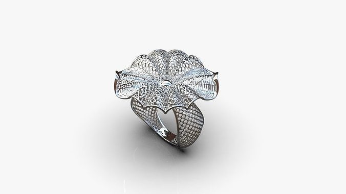 stilizzato squillare oro gioielleria diamante gemma Stampa cast moda moderno argento lusso nozze solitario gruppo musicale Fidanzamento arte fiore anelli 3D print model - Mito3D