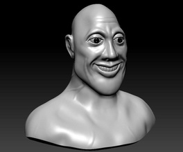 stylized rock dwayne johnson high poly head bust sculpture zbrush turntable 3d 3dprinting resin art sculptures 3d print model - Mito3D